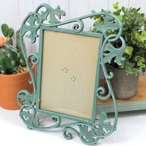 Vintage Elsa L Inc Metal Picture Photo Frame Sea Green Leaves Vines Flourishes